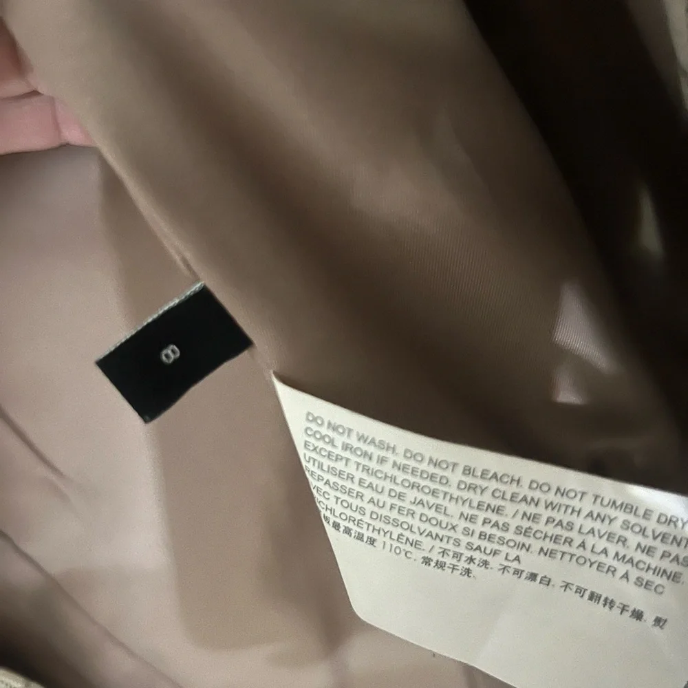 THEORY double breasted blazer tan plaid check size 8‎